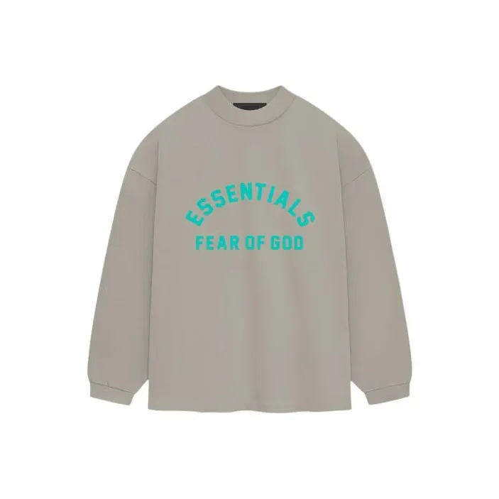Fear of God Essentials SS24 Drop2 Длинный рукав Т-рубашка Т-рубашка Мужская Тюлень Серый Следы