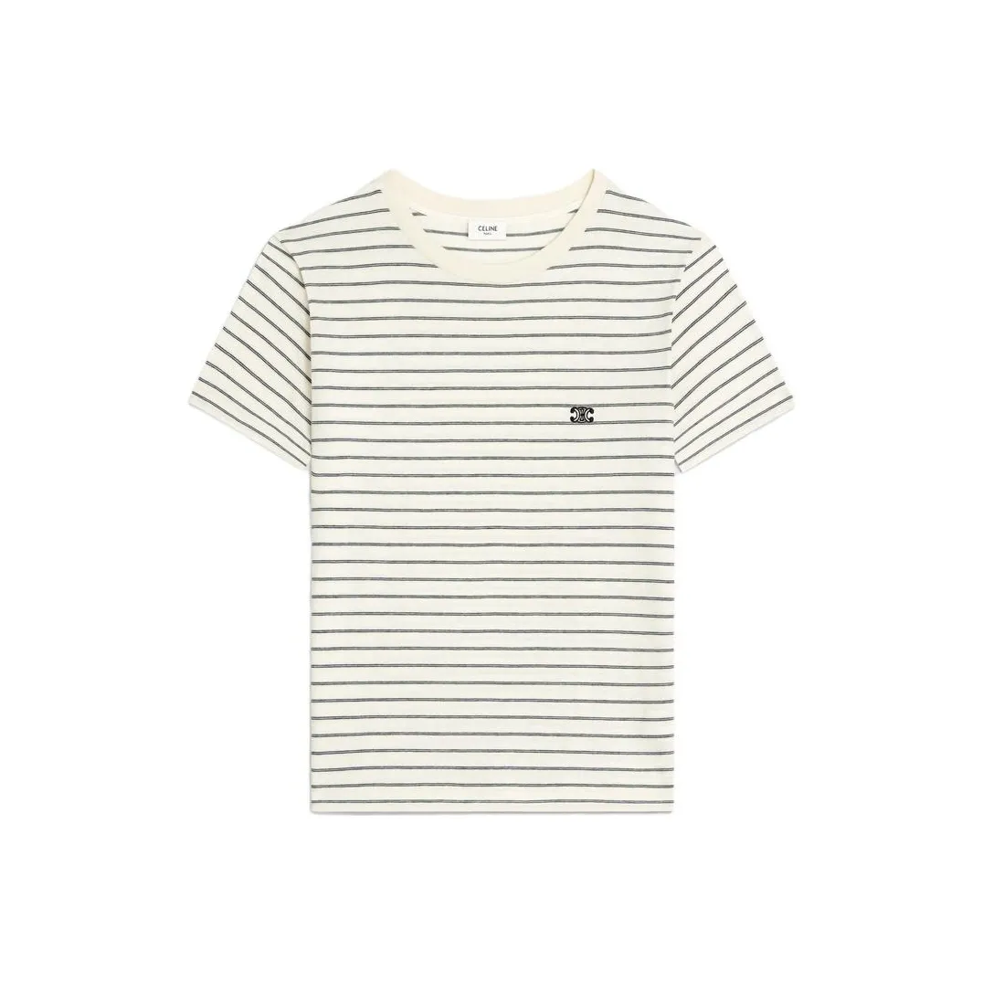 CELINE Regular Triomphe T Shirt In Striped Jersey