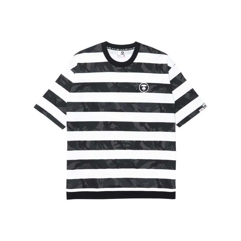 Aape Logo appliqué Striped T shirt