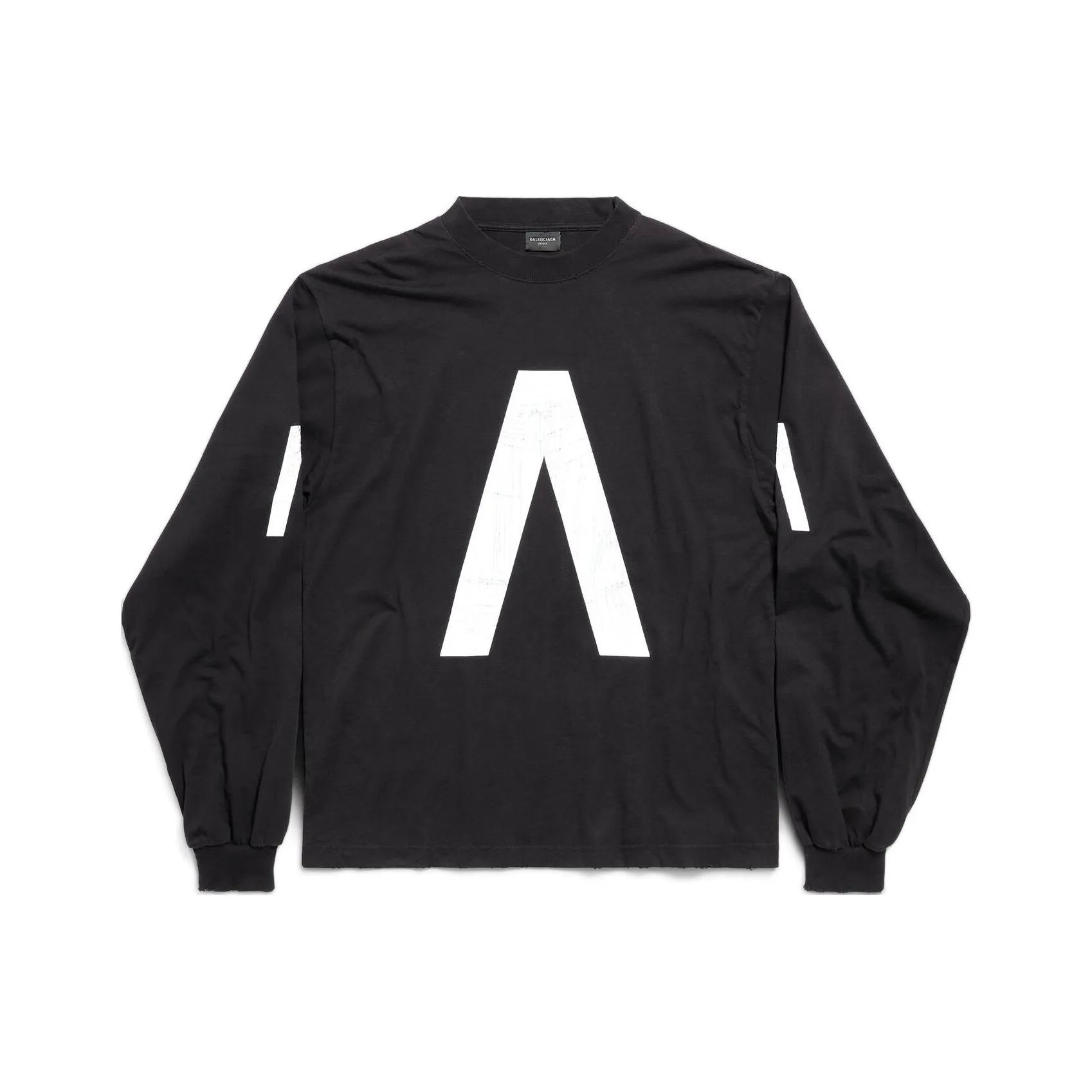Balenciaga Archive Collection Connected Long Sleeve T Shirt Medium Fit T Shirt, Loose Fit Men's Black