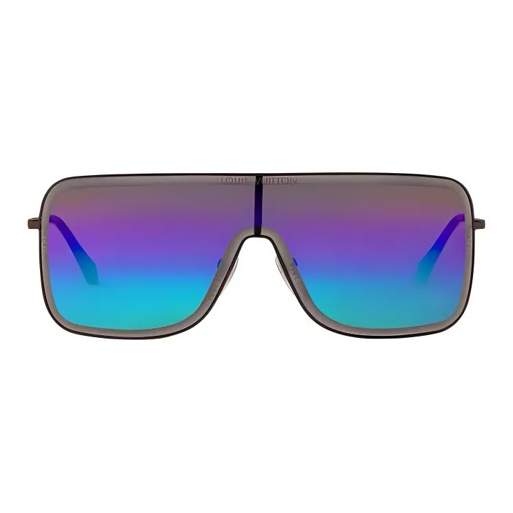 LOUIS VUITTON Metal Acetate Metal Parts Square Sunglasses Men's Black