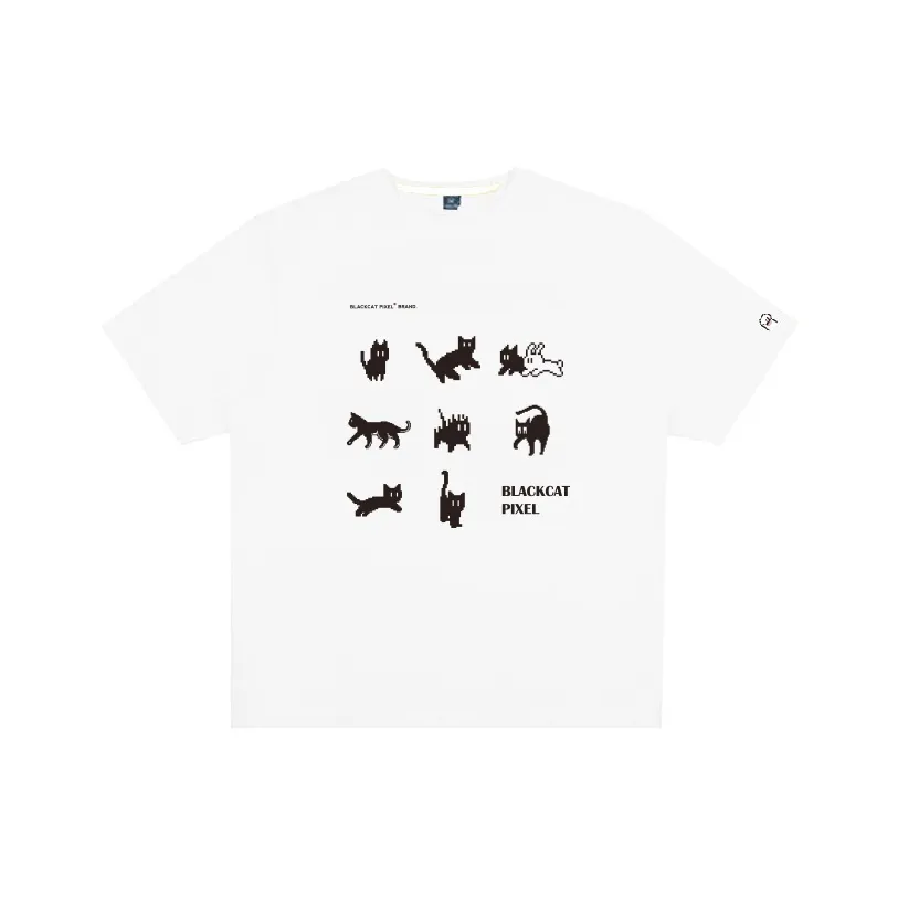 Black Cat Pixel T Shirts Unisex