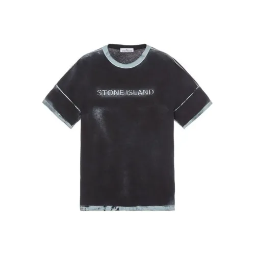 STONE ISLAND STONE ISLAND Hand Sprayed Цвет неба Мужские Рубашки