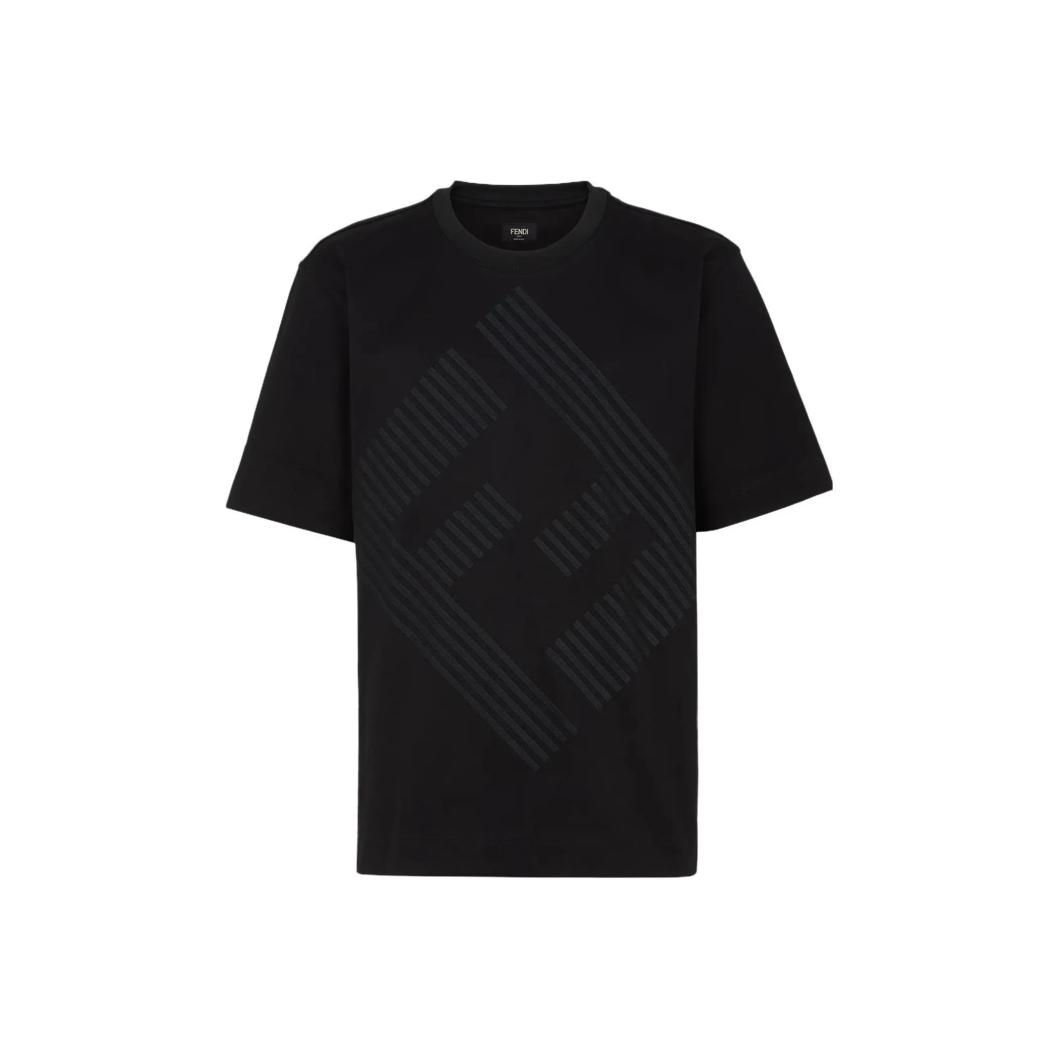 FENDI Print Crew Neck Pullover Short Sleeved T Shirt Men's Black