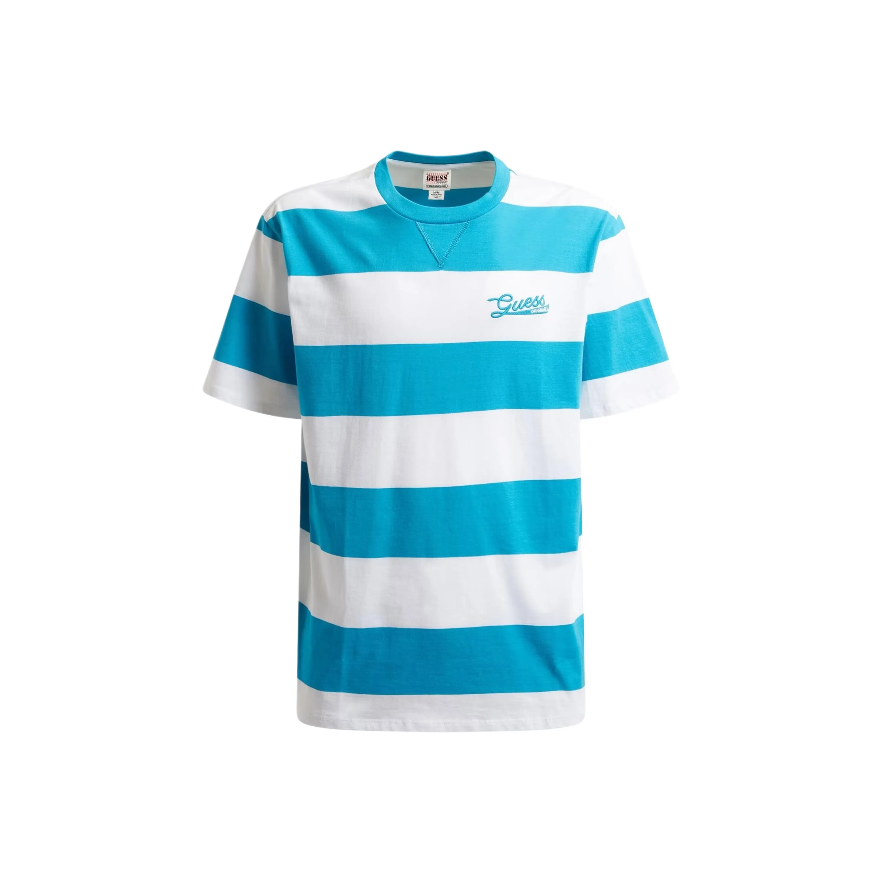 GUESS Striped T Shirt T Shirt Men's Blue