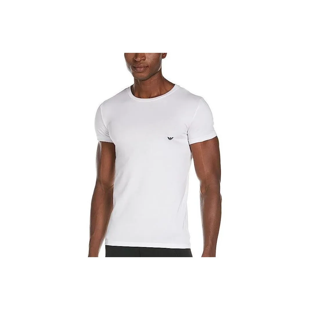 EMPORIO ARMANI Однотонный Круглый вырез Пуловер Короткий рукав Т-Рубашка Мужская Белая