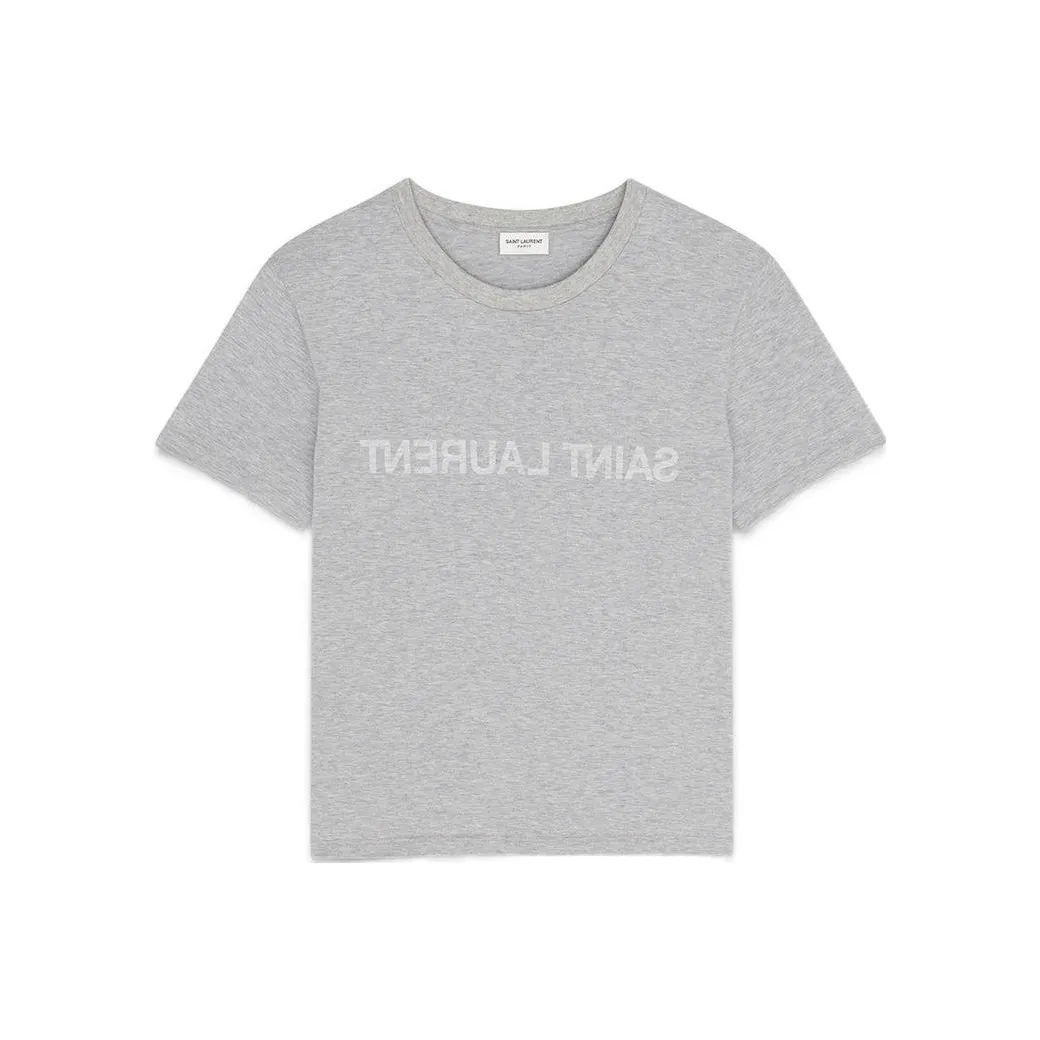 SAINT LAURENT Reverse T Shirt 'Gris Chine/Naturel'