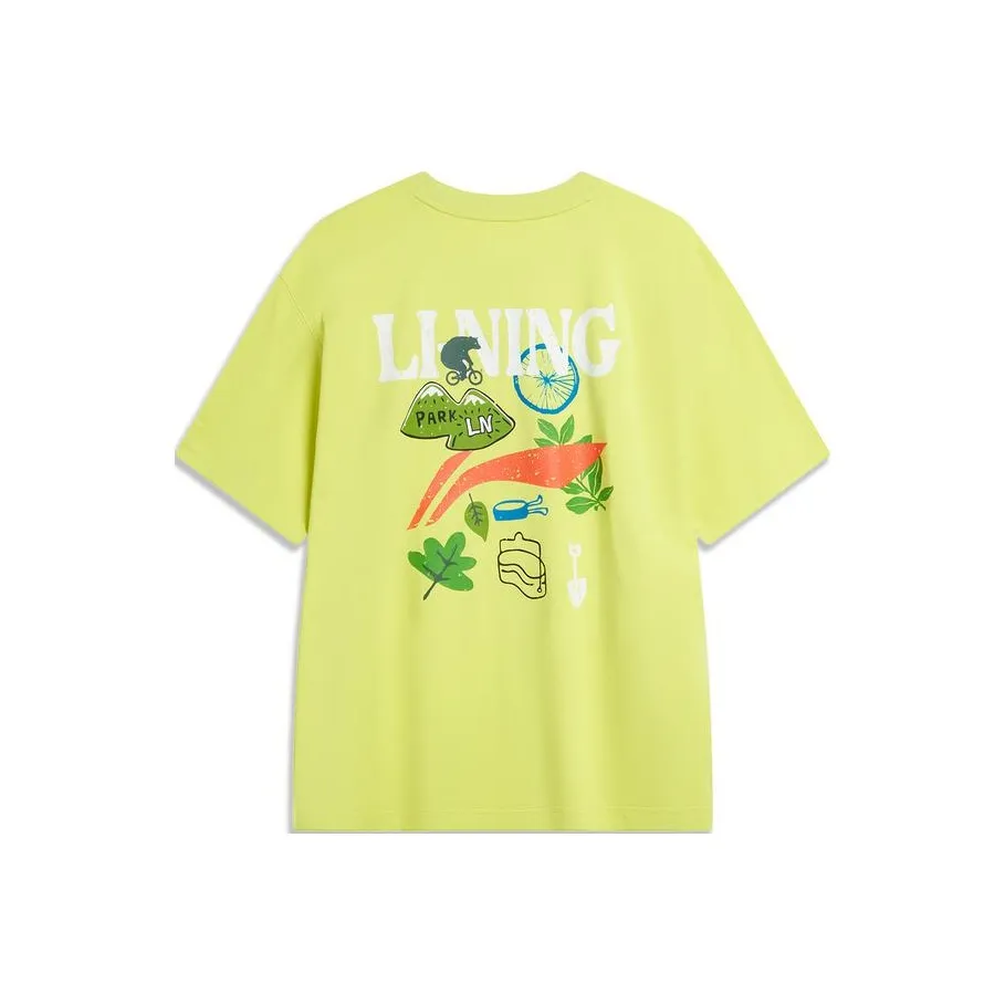 LINING Cool Tea T Shirts Unisex Yellow Firefly Green