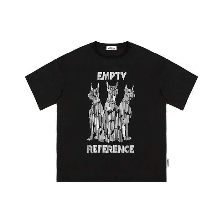 EMPTY REFERENCE Doberman Series Short Sleeved T Shirts Unisex Black