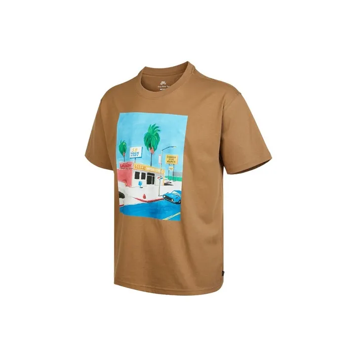 Nike T Shirt Men's Dark Floating Wood Brown
