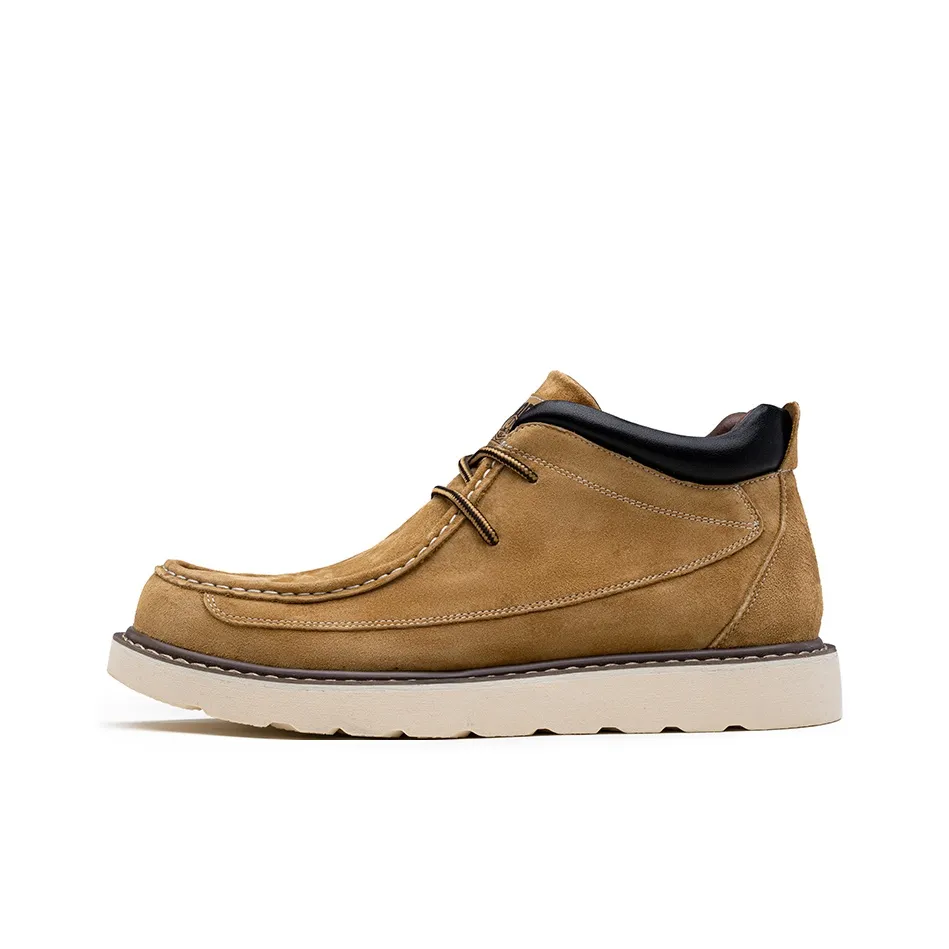 JASONSTAR Men's Casual Shoes Men's High Top Camel/Dark Brown