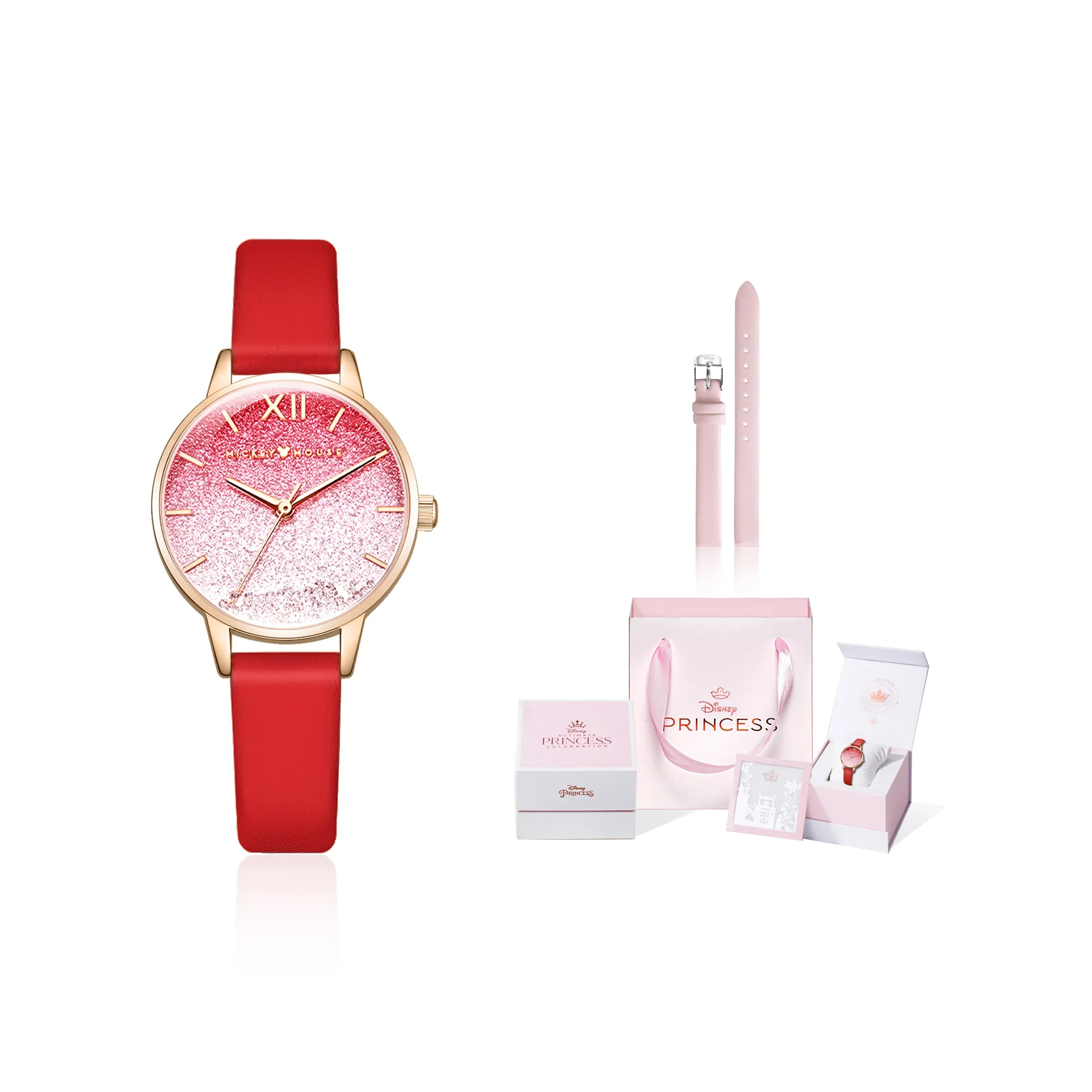 Disney Кварцевый механизм Часы Женские Красный циферблат