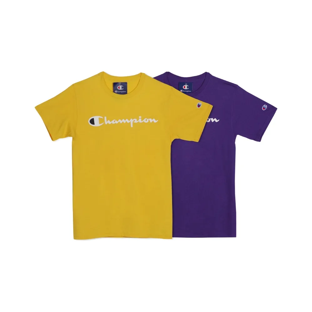 Champion T Shirt US Version Unisex 2 Pack Yellow+Purple