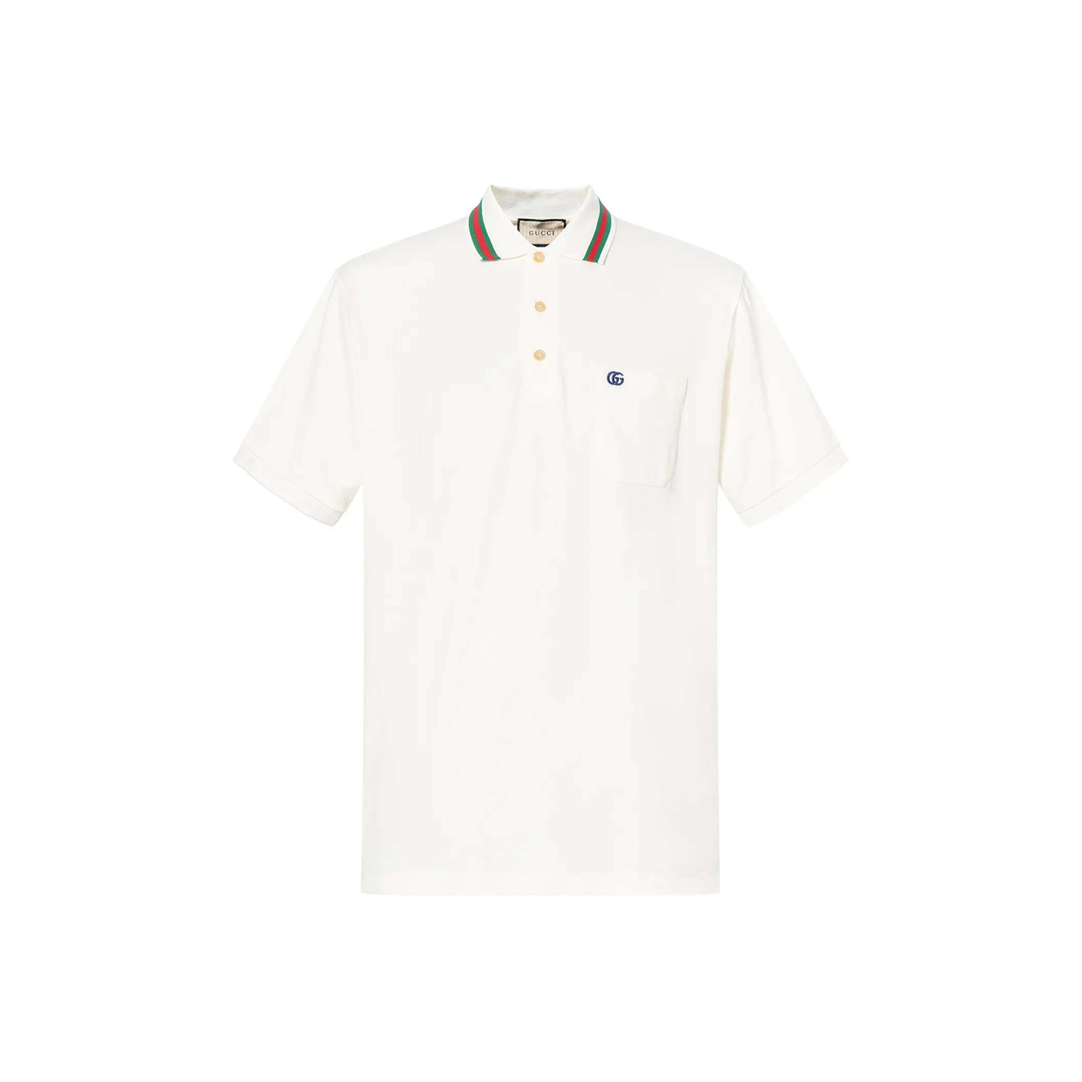 GUCCI Double G Cotton Piqué Polo Shirt Men's White