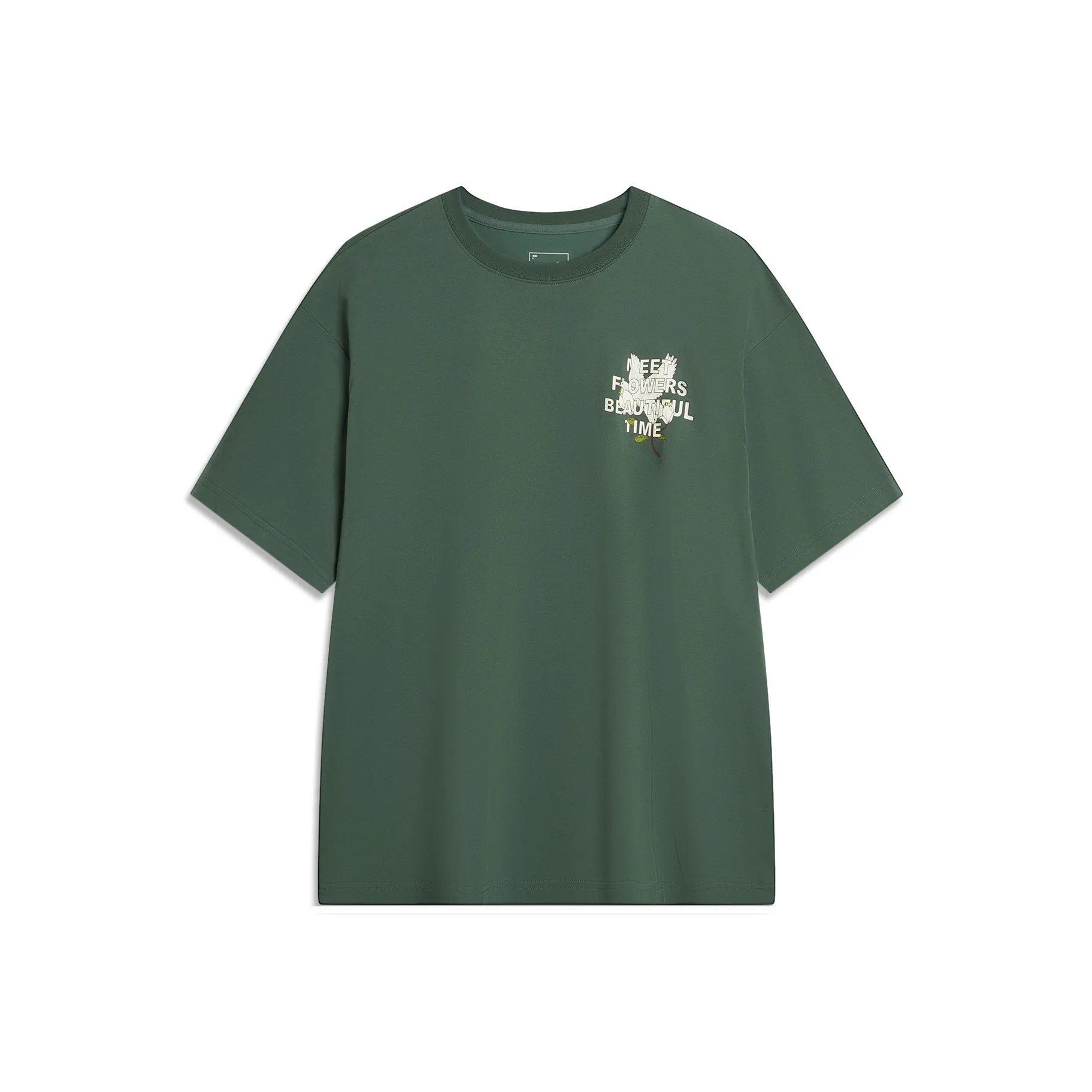 LiNing Drop Shoulder Sleeve T-Shirt Unisex Maple Tree Green