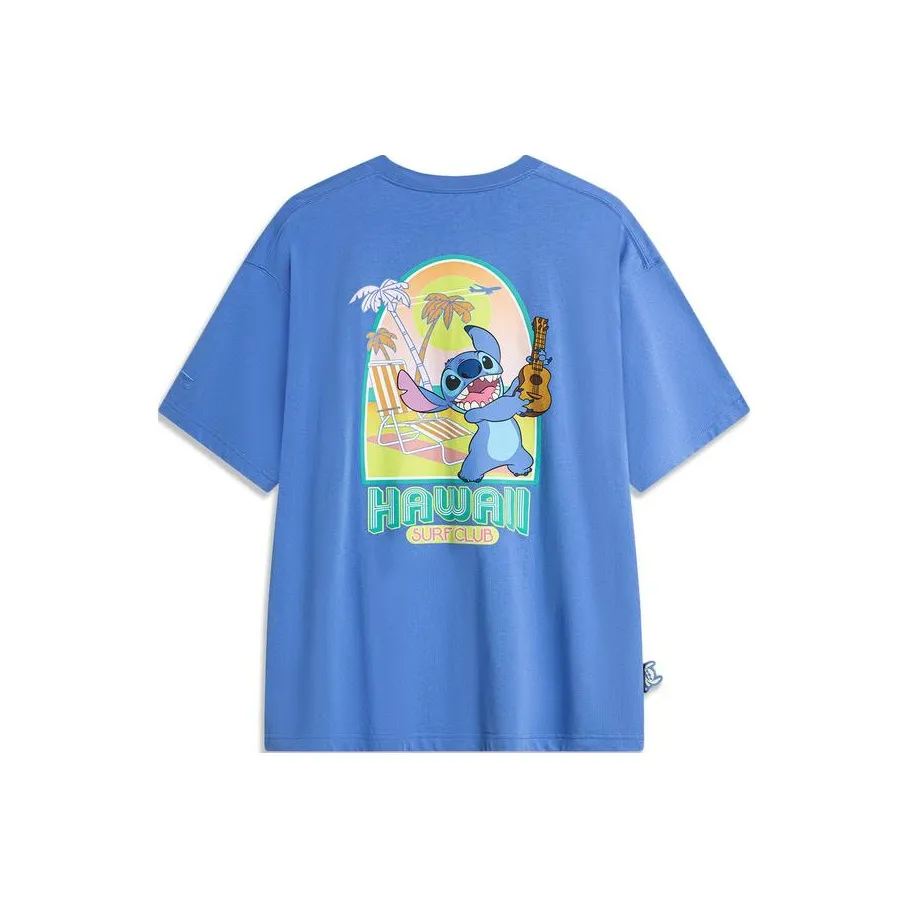 LiNing x Disney Коллаборация Коллекция Спортивная Trendy Collection Футболка Мужская Радужная Синяя