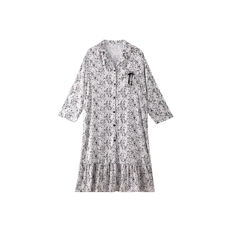 BONAS Ночная сорочка Женская Черно-белая с цветочным узором