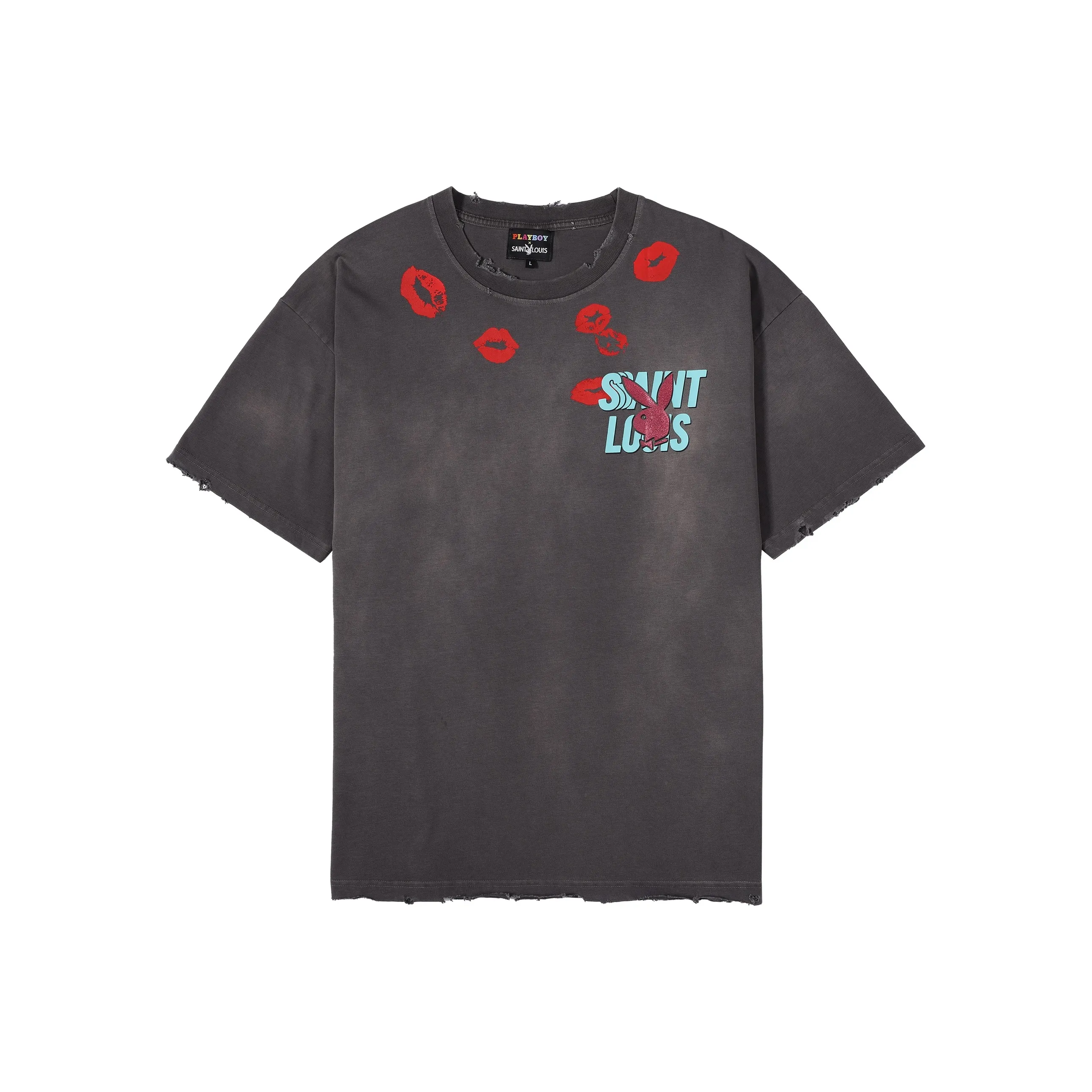 Playboy X SSSAINT LOUIS SSSAINT LOUIS X Playboy Co-branded Series T-Shirts Unisex Gray