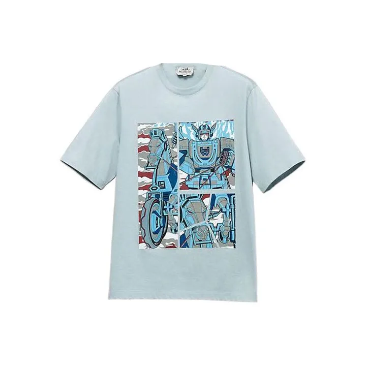 HERMES T Shirt Men's Light Blue