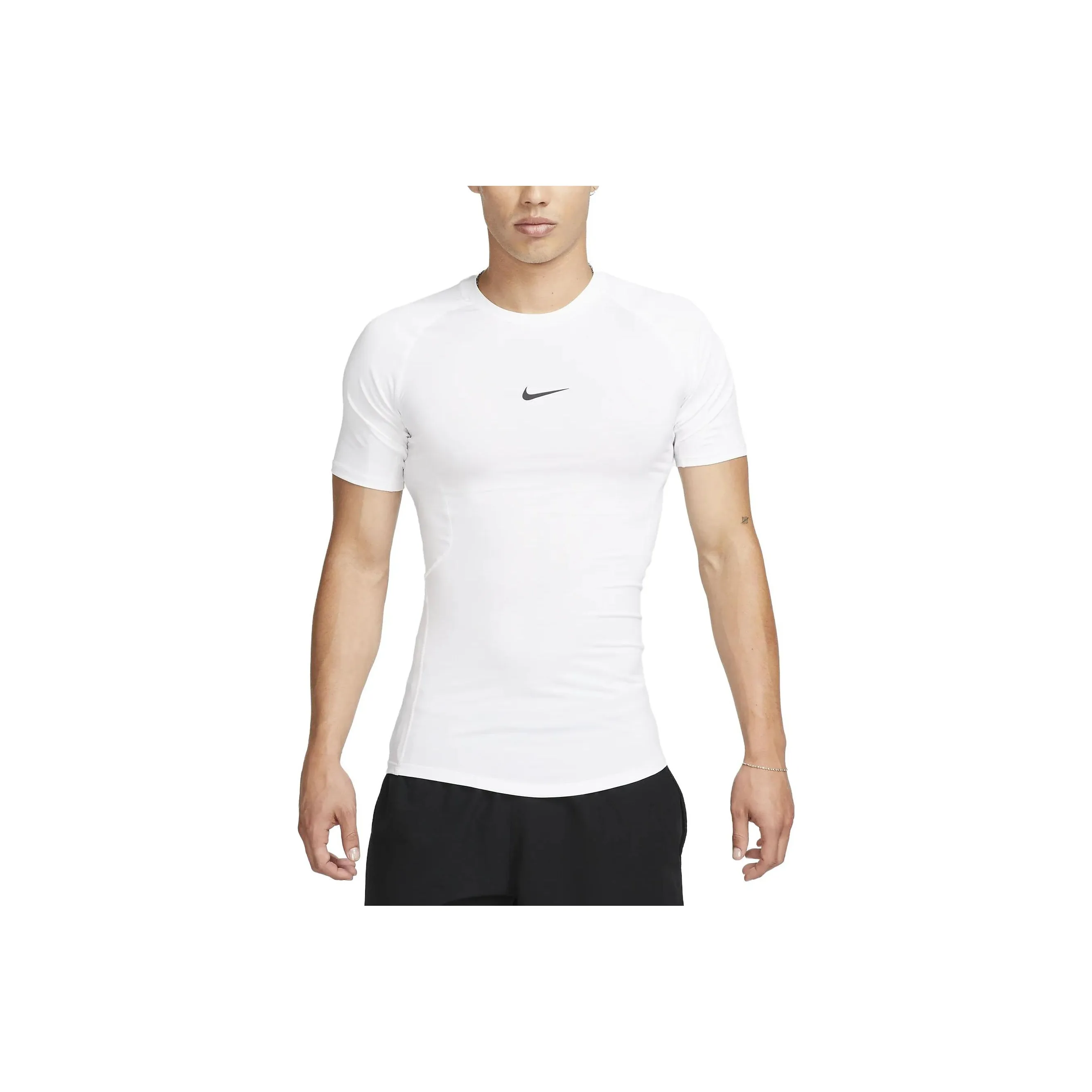 Nike Pro Men's Dri FIT Tight Short Sleeve Fitness Top White