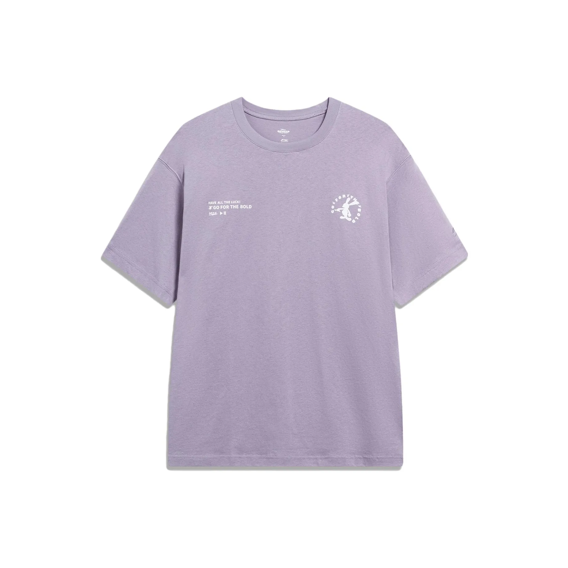 LiNing x Disney T-Shirt Унисекс Дымчатый Серый Розовый Фиолетовый