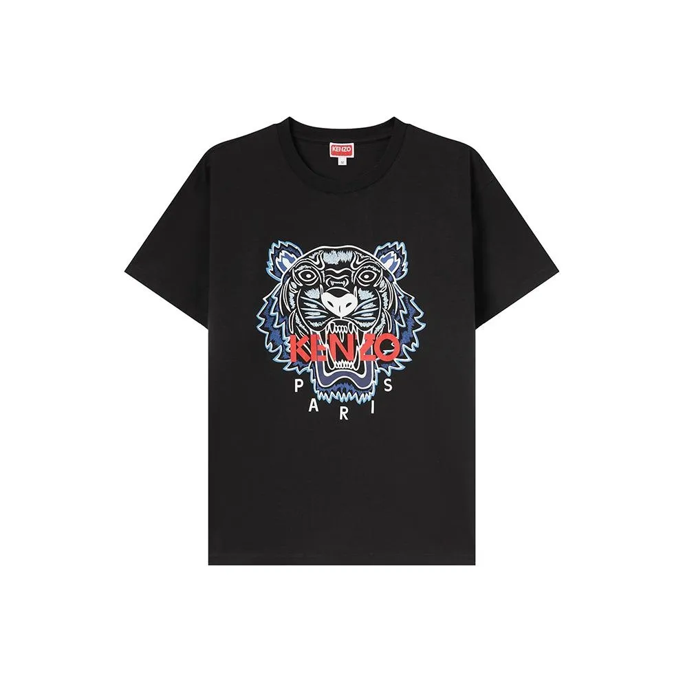 KENZO FW23 Tiger Head Logo Printed T-Shirt Men's Black