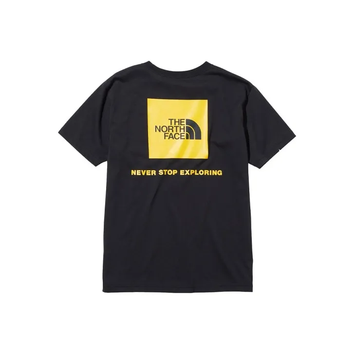 THE NORTH FACE T Shirt Men's Black With Yellow Logo