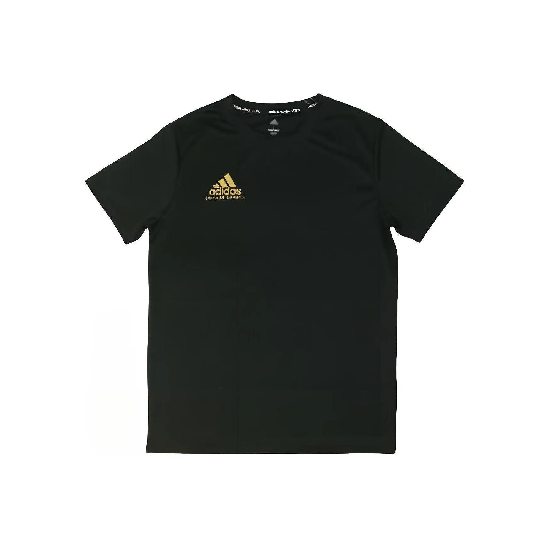 Adidas Черная основа с золотым логотипом Мужская футболка