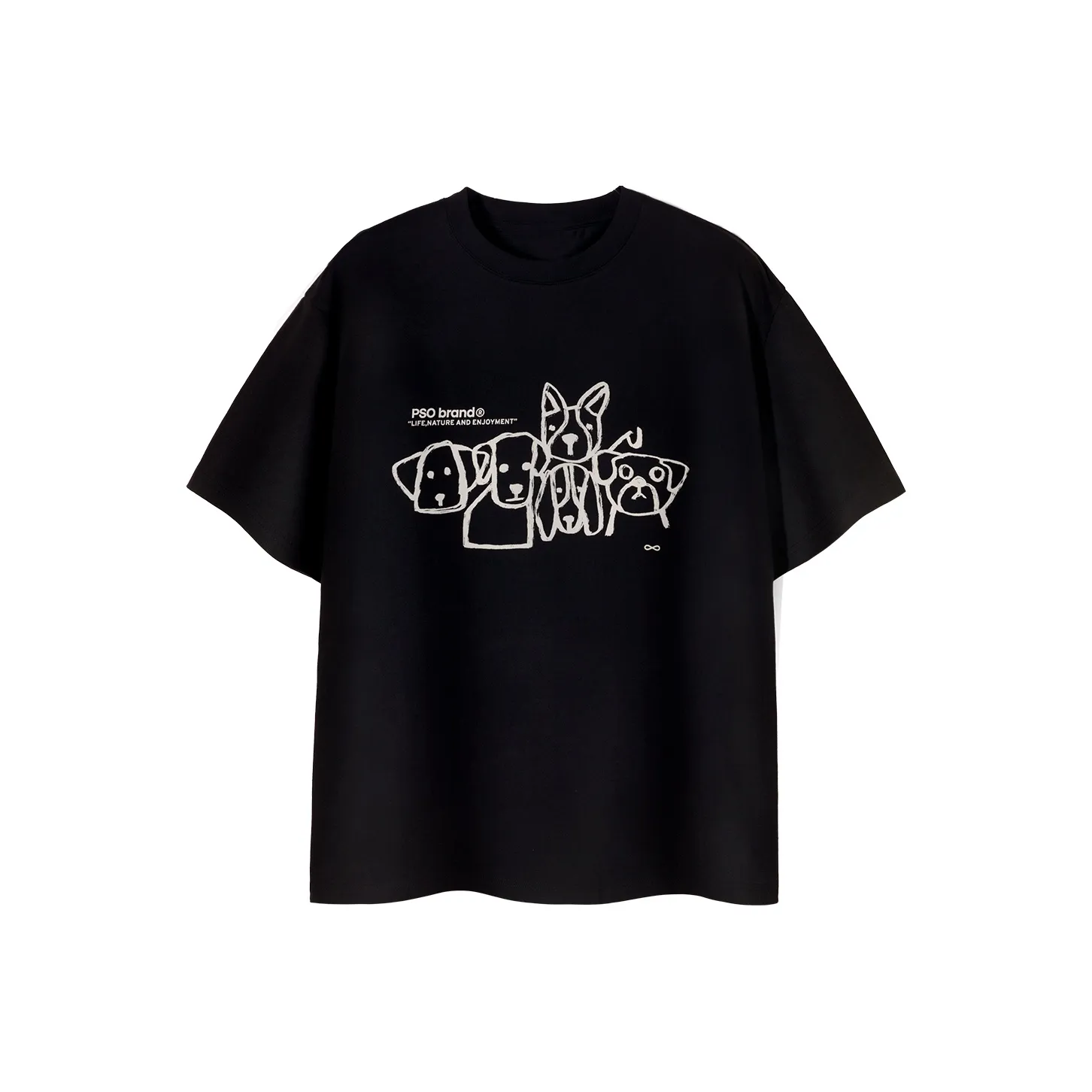 PSO Brand Puppy Series Trendy Brand Trendy Drop Shoulder Top Short Sleeved T Shirts Unisex