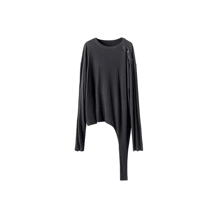 HUANXIANGZHE Длинный рукав Т-рубашка Унисекс Черный