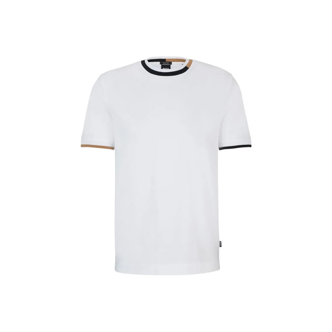 Hugo Boss SS24 Mercerised хлопок T-рубашка с фирменным узором Details T-рубашка мужская белая