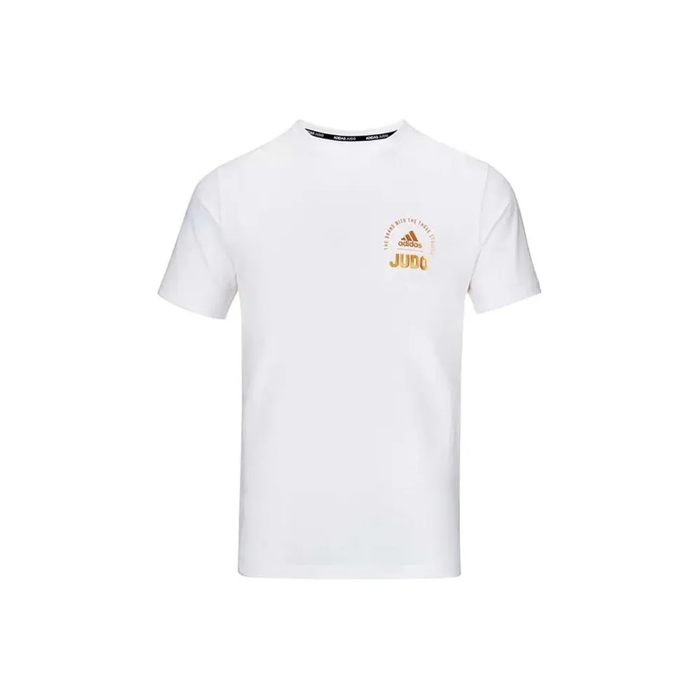 Adidas T Shirt Men's White With Small Gold Logo