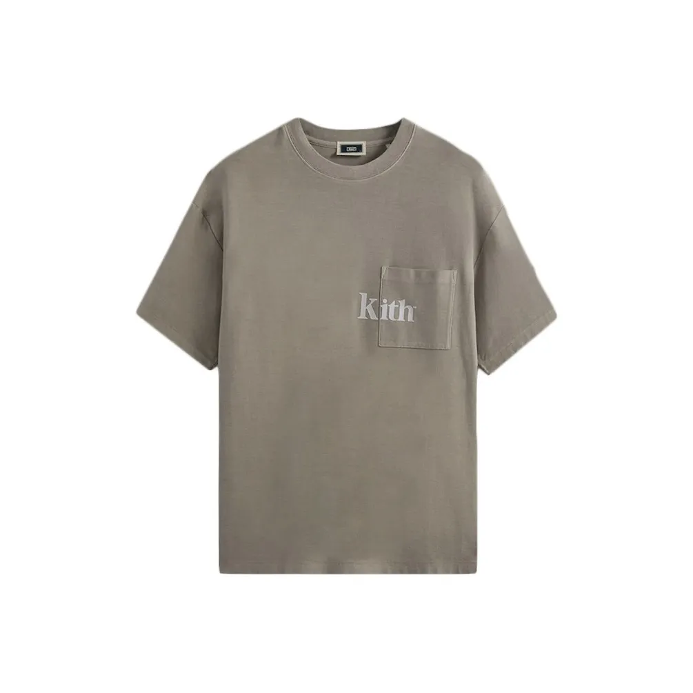 KITH Mens Letter Print Quinn Tee Pyrite