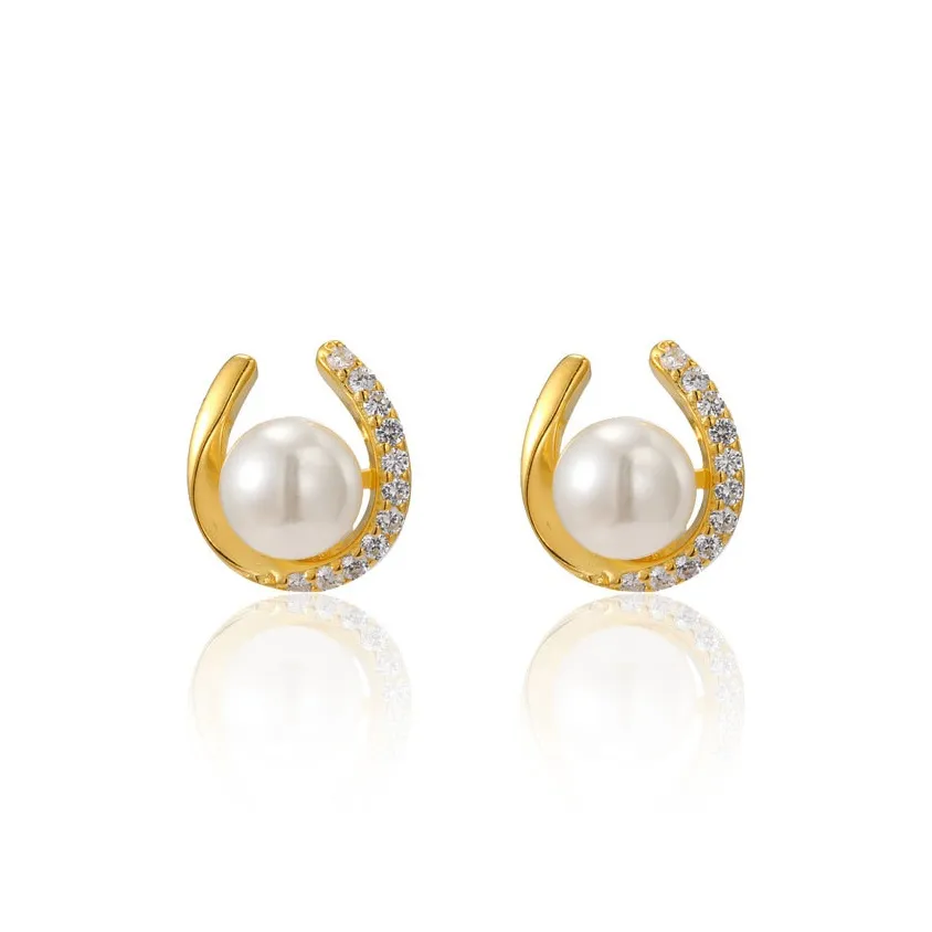 Andaozi Pearl Stud Earrings Women's