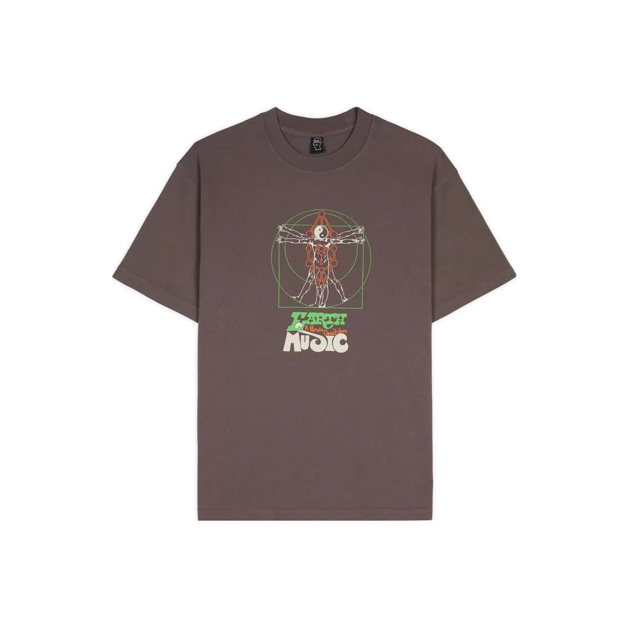 Brain Dead совместный бренд FW23 Земля Музыкальная T-рубашка T-рубашка Унисекс Кофе