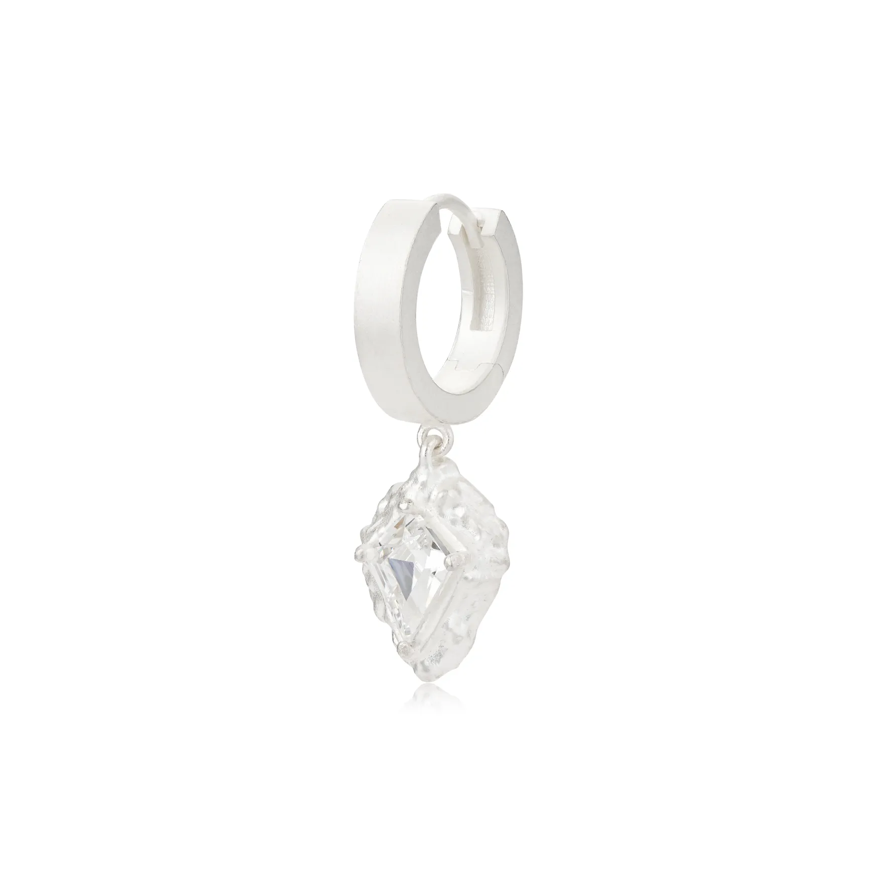 Empress 47 Concept 925 Sterling Silver Mountain Drop Hoop Earrings Unisex White