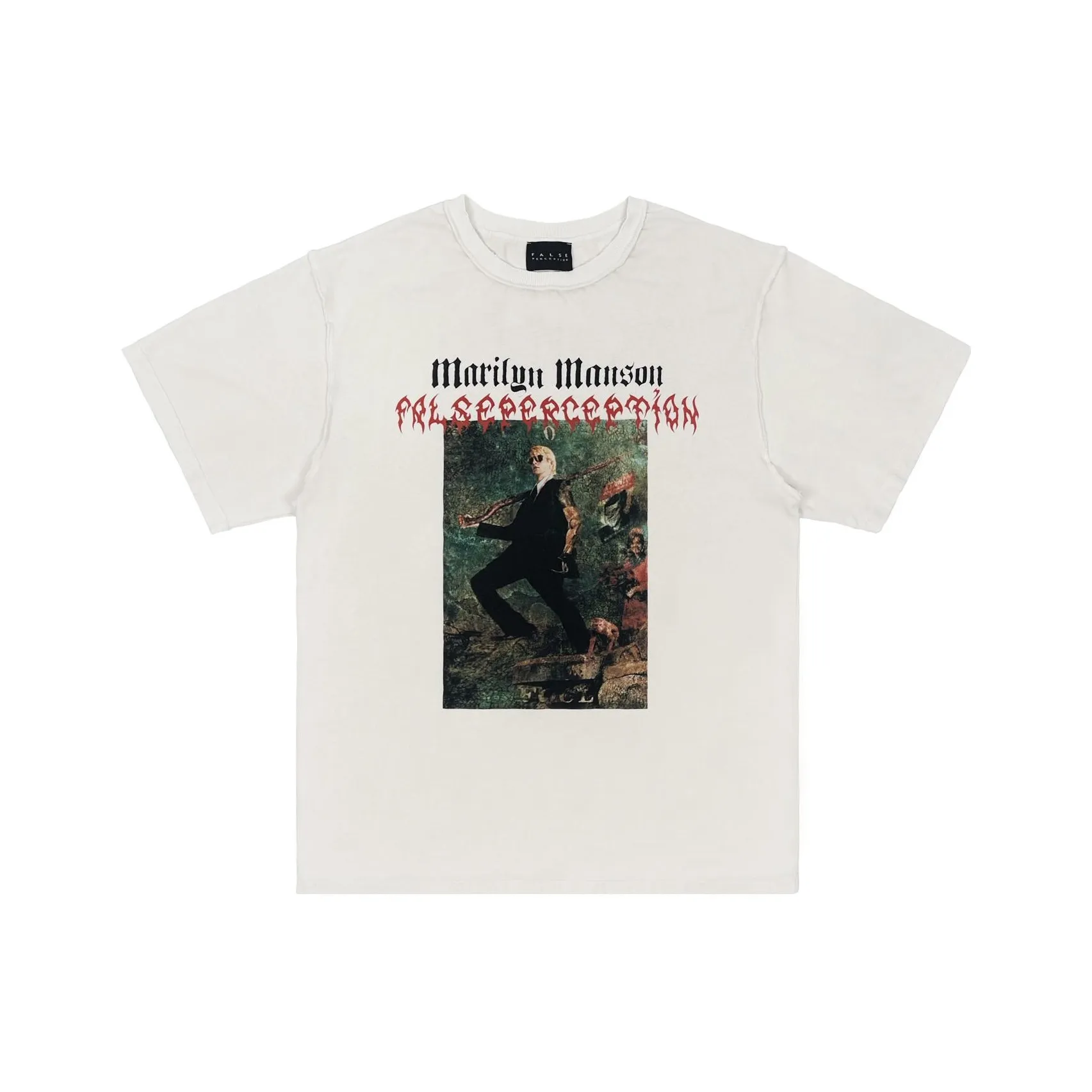 False Perception состаривание белая унисекс футболка