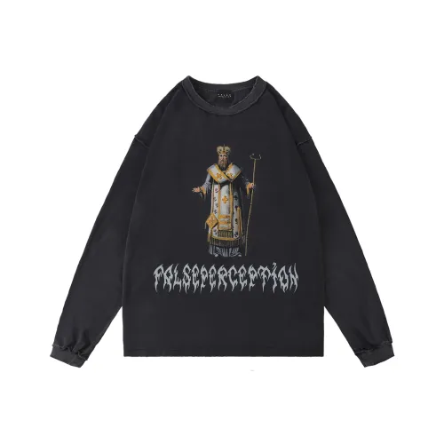 False Perception Промытый черный Унисекс Футболка