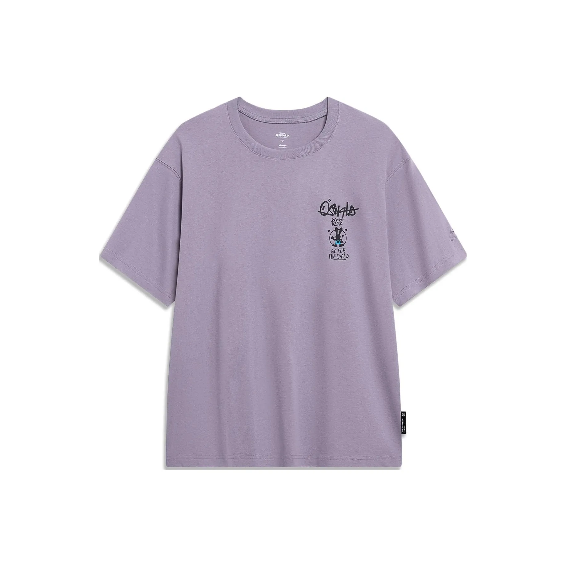 LiNing x Disney T-Shirt Унисекс Дымчатый Серый Розовый Фиолетовый