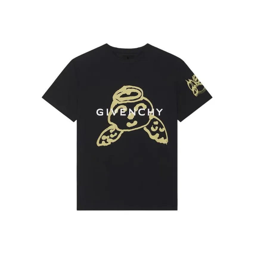 Givenchy OVERSIZED T-рубашка из хлопка с принтом Givenchy Angel мужская черная