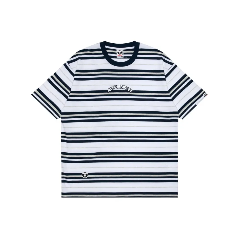 Aape Logo embroidered Striped Cotton T shirt