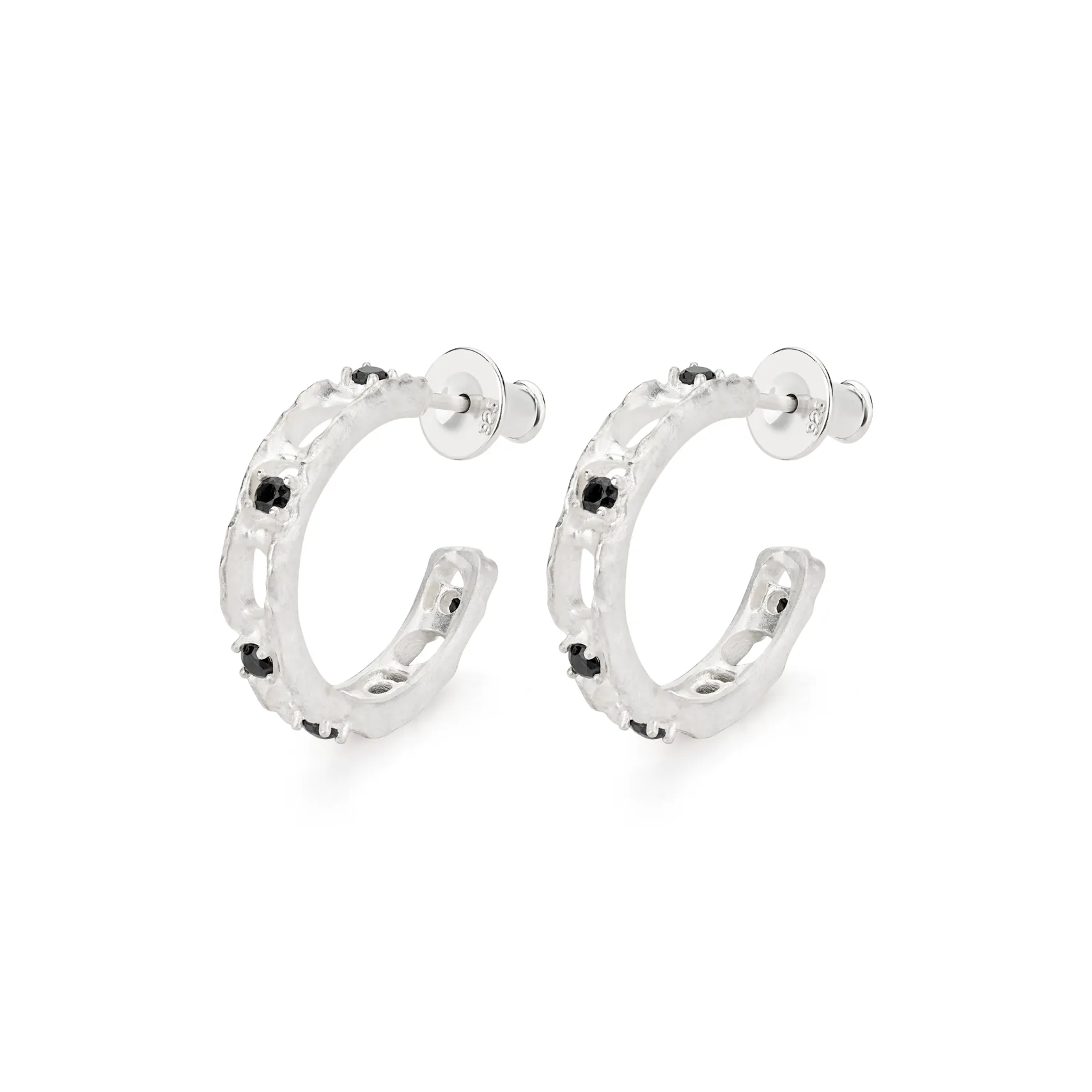 Empress 47 Concept 925 Sterling Silver Tree Hole Hoop Earrings Unisex