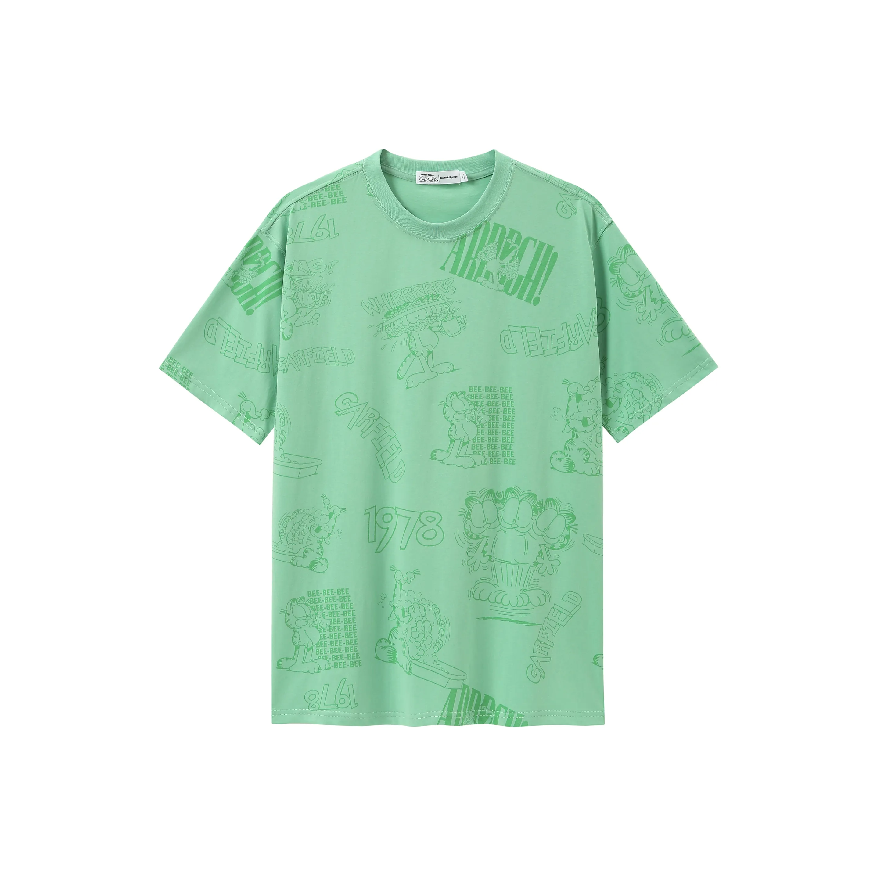 FUN X Garfield T Shirt Unisex Soft Green