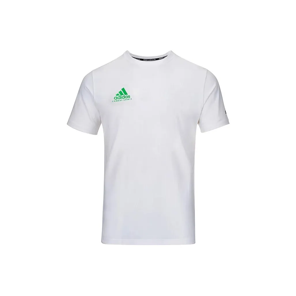 Adidas Белый с Зеленым Логотип Мужская Футболка