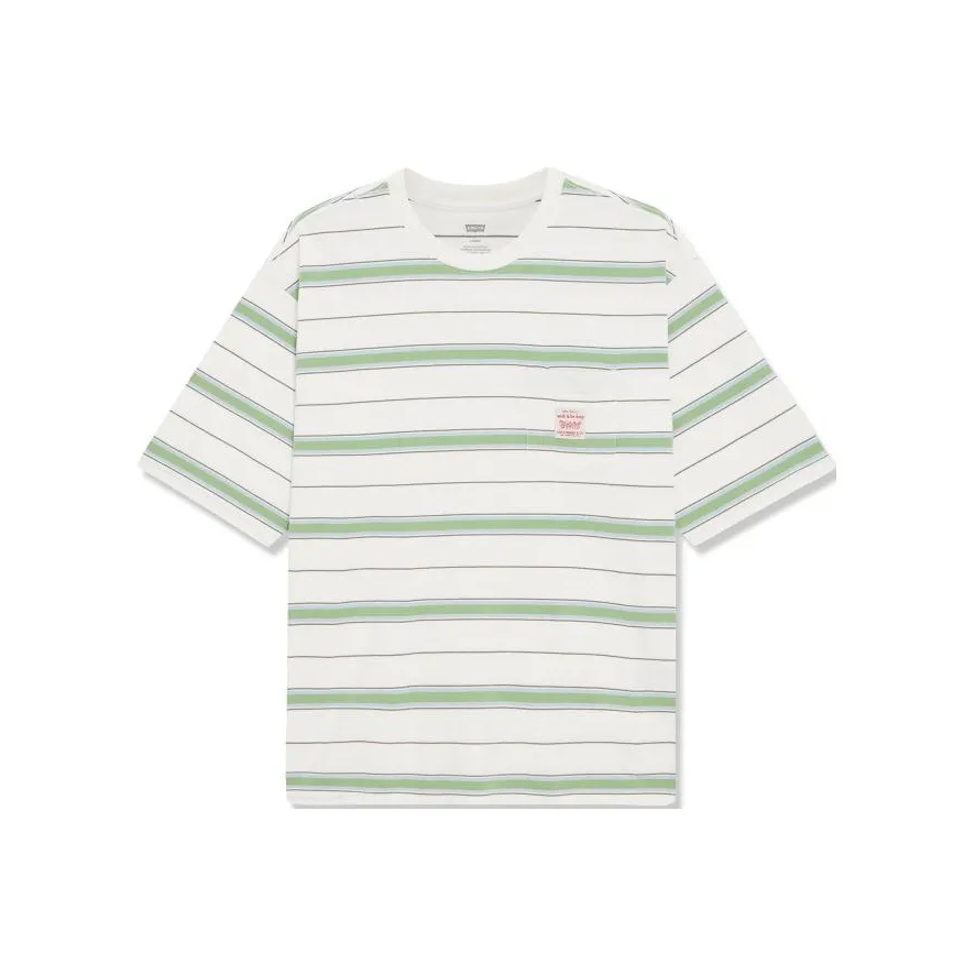 Levi's T-Shirt Мужской Белый Зеленый Многоцветный