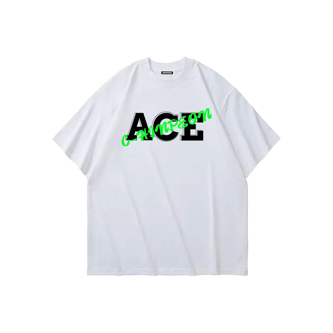 Chinpeno American Casual Letter Print Crew Neck Pullover Breathable Short Sleeved T Shirt Unisex