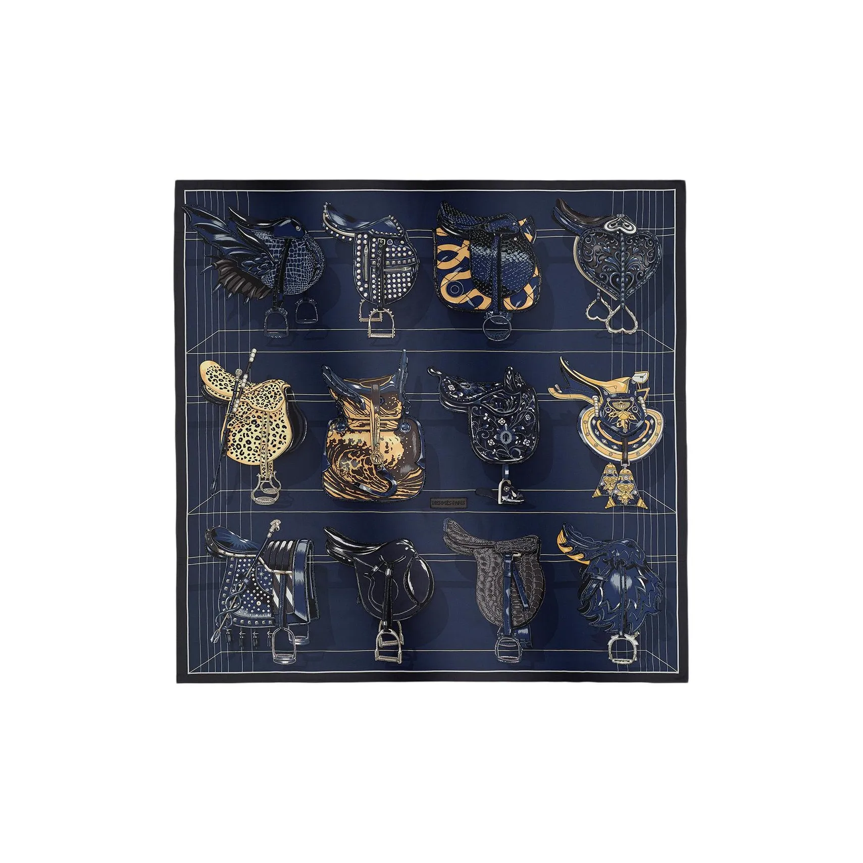 HERMES Silk Scarves Unisex Marine Blue