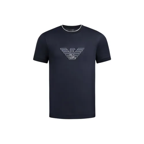 EMPORIO ARMANI Темно-синие Мужские Рубашки