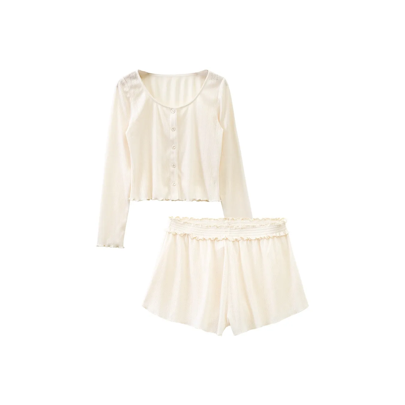 Lace Chili Пижамный комплект Женские Кремовый Белый