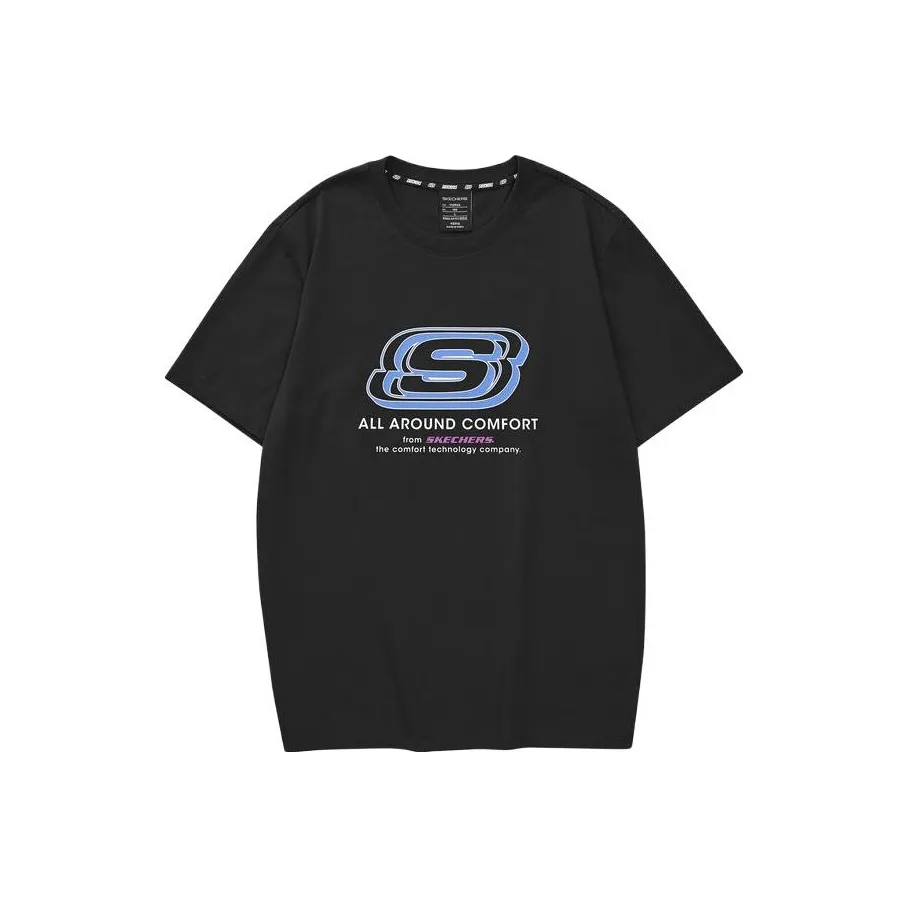 Skechers Colorful SS24 Drop Shoulder Sleeve T Shirt Unisex Carbon Black
